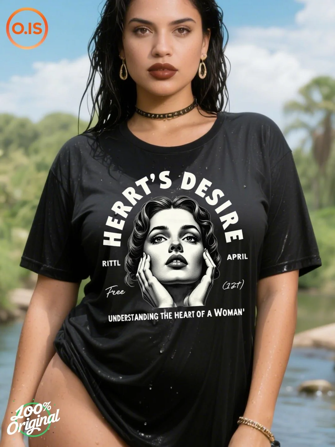 Women's Face Graphic T-Shirt - Black With White Text - Casual Everyday Shirt - Machine Washable - Spring/Fall/Summer Outfits - Expressive Female Portrait Tee, Ladies T Shirt | IFYHOME