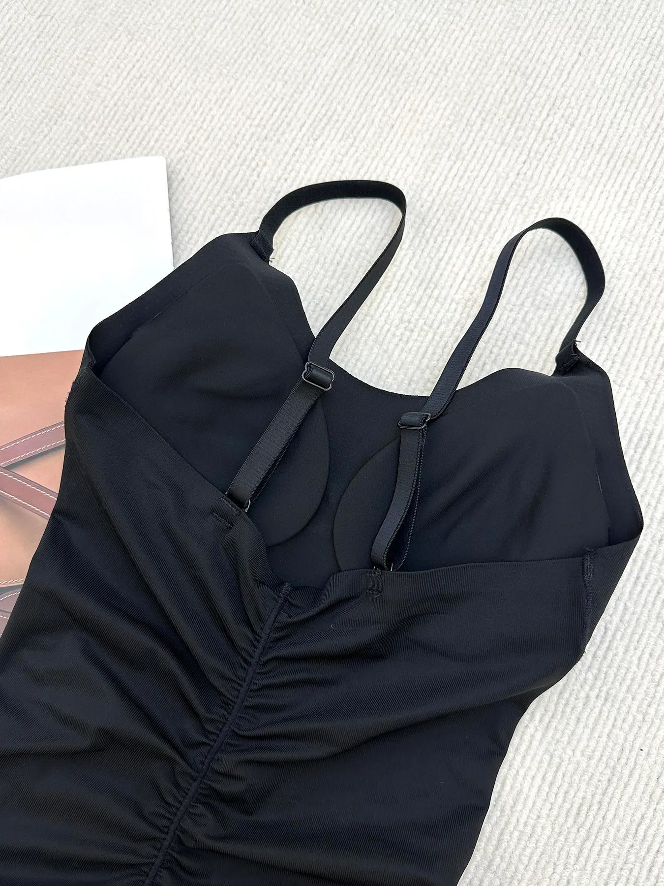 Women's Adjustable Spaghetti Strap Backless Padded Shapewear Bodysuit, Summer Clothes Women, Knitted Solid Ruched Seamless Wireless Basic Bodysuit for Summer, Women's Shapewear for Everyday Wear Women's Adjustable Spaghetti Strap Backless Padded Shapewear Bodysuit, Summer Clothes Women, Knitted Solid Ruched Seamless Wireless Basic Bodysuit for Summer, Women's Shapewear for Everyday Wear