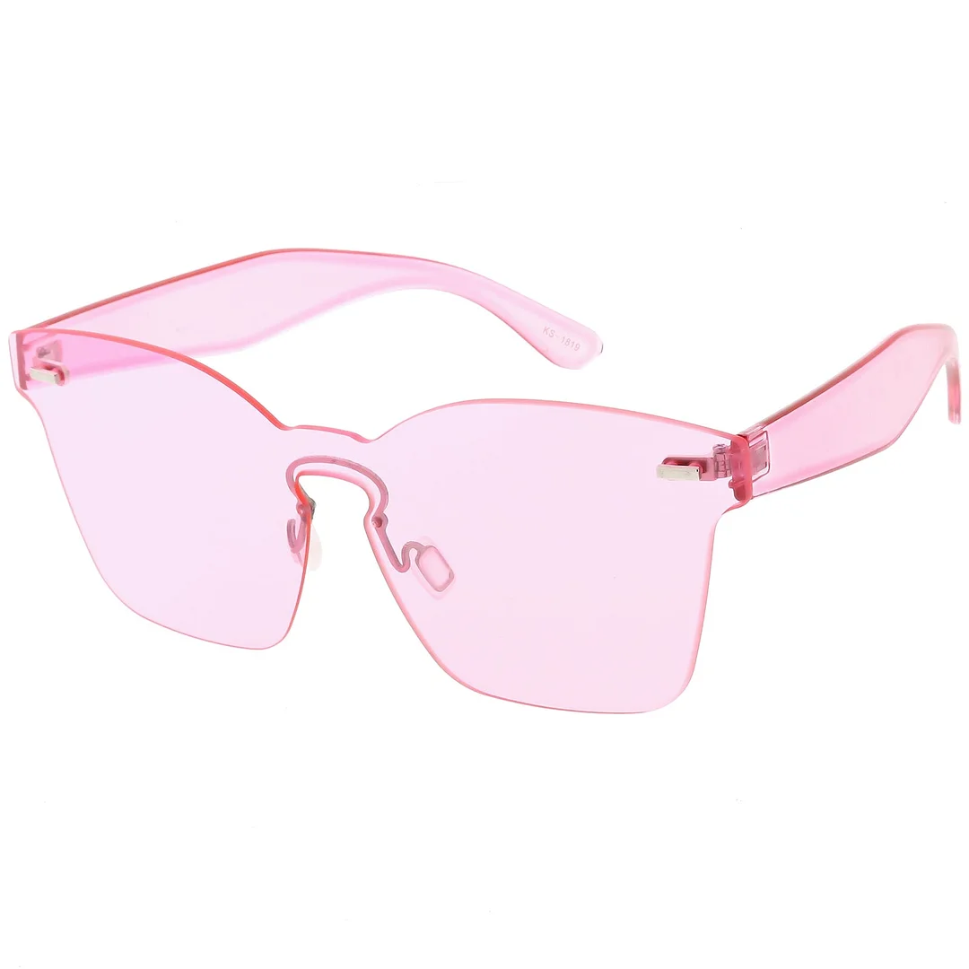 Oversize Rimless Horn Rimmed glasses Keyhole Nose Bridge Mono Flat Lens 59mm