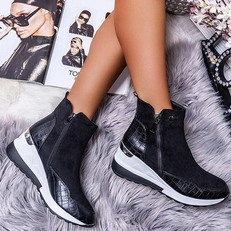 Plus Size Winter Women Boots Chunky Sneakers Ankle Boots Women Shoes Woman Zipper Buckle Thick Sole Platform Zapatos Mujer