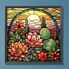 Diamond Painting -DIY Round Drill Cactus Flower Stained Glass