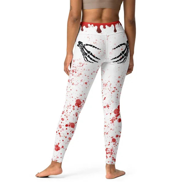 Bloody Skeleton Hands Yoga Leggings-1014