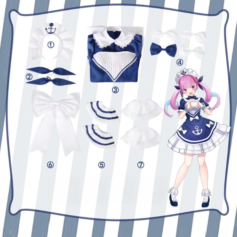 [Wetrose] In Stock Hololive Minato Aqua Sailor Skirt Outfit Cosplay Costume