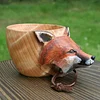 Animal Carving Handcraft Wooden Mug