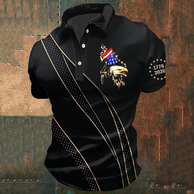 Men's America Independence Day Printed Casual Polo Shirt  artssus