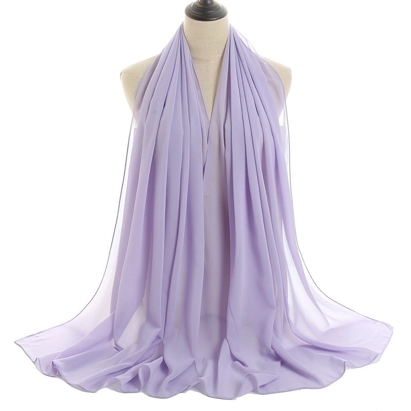 Women’s Minimalist Solid Color Chiffon Cotton Linen Scarves