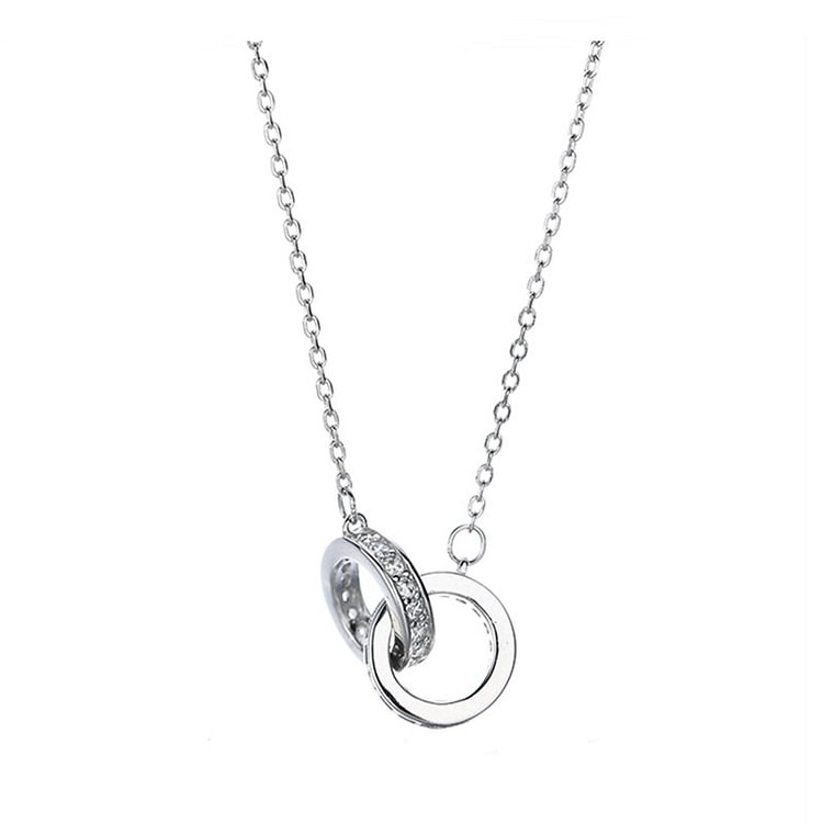 Double Rings Pendant 925 Sterling Silver Necklace - Modakawa modakawa