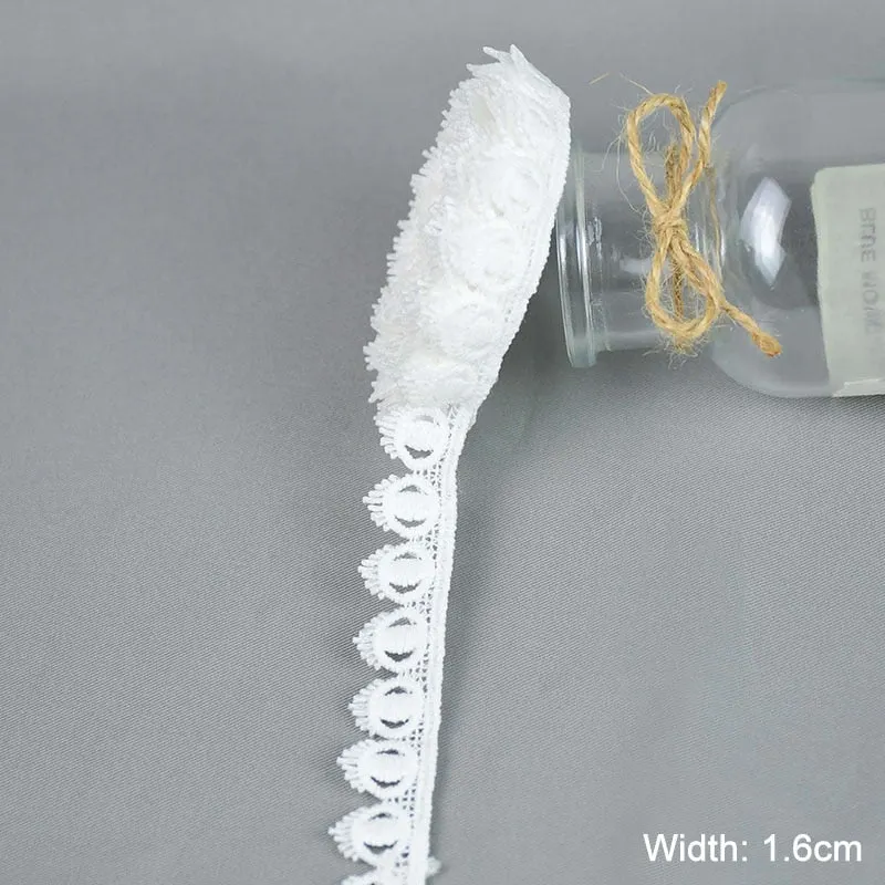 5Yards/lot White Cotton Embroidered Lace Trim Ribbons Fabric DIY Sewing Handmade Craft Materials Garment Clothes Accessories