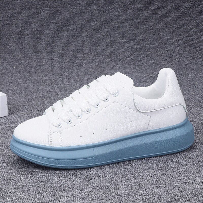 Women Sneakers Flat Platform Round Toe Lace-Up Breathable Shallow Single Shoes Leisure Outdoor Unisex Sexy White Chaussure Femme