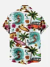 Hawaii Vintage Beach Bus And Surf Men Printing Short Sleeve Shirt