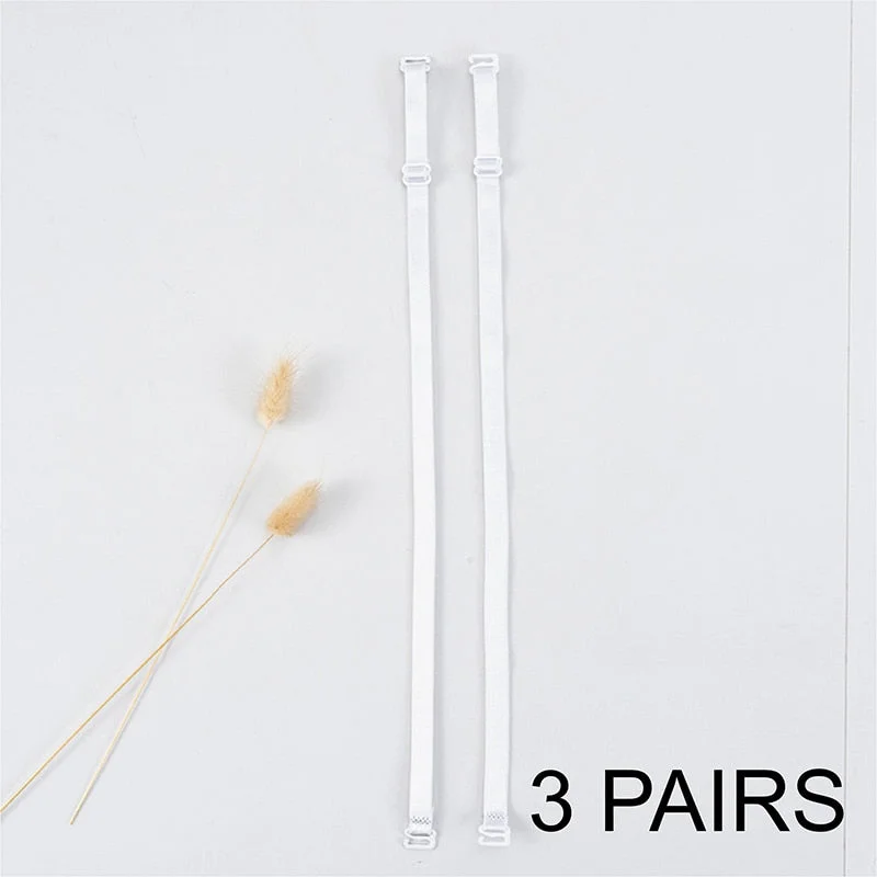 3Pairs=6Pcs Metal Buckle Bra Straps Belt Women's Elastic Transparent Silicone Adjustable Invisible Intimates Women Accessories