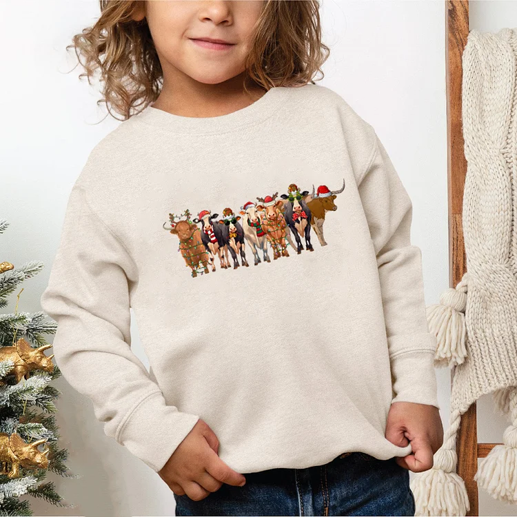 Christmas Sweathirt, Cow Sweatshirt, Cow Lovers Shirt, Funny Christmas Shirt For Kids Youth