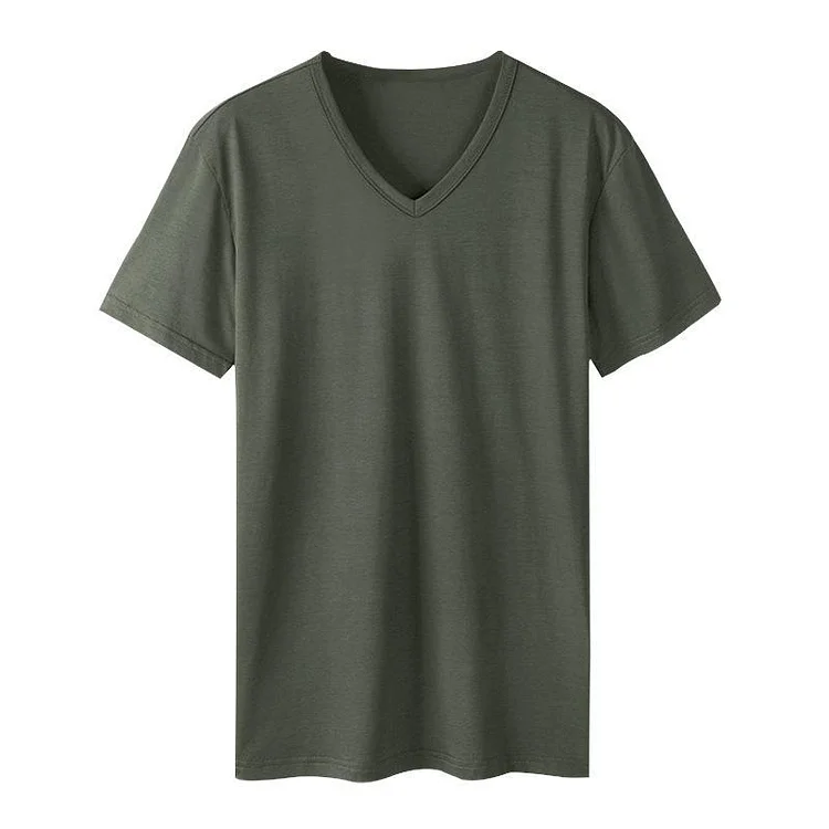 Men's V-neck Casual Solid Color Short-sleeved T-shirt