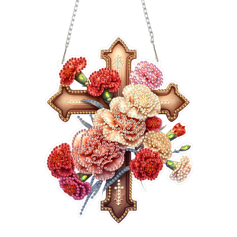 Cross Diamond Painting Hanging Pendant Rhinestone Diamond Art Window Pendants