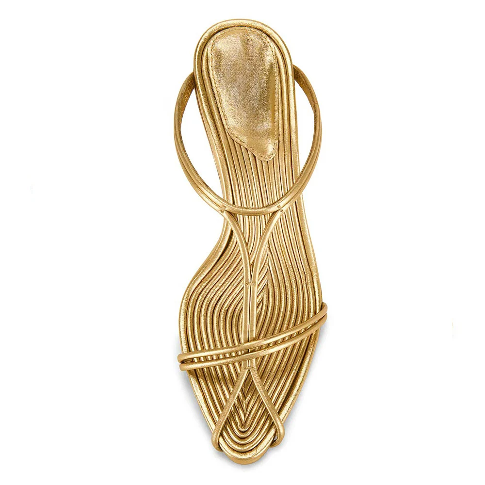 Women's Gold Pointed Toe Stiletto Heel Slip On Mules for women