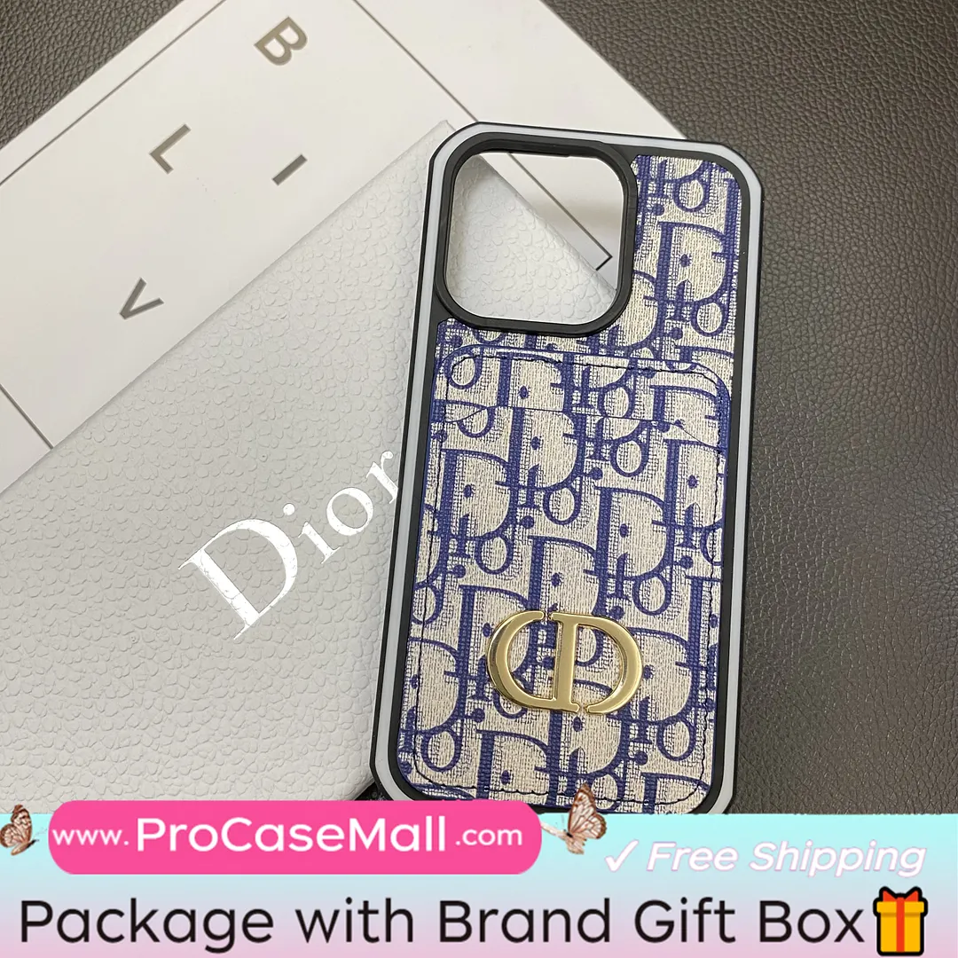 Dior Card Slot Luxury CD Metal Logo Apple iPhone Case