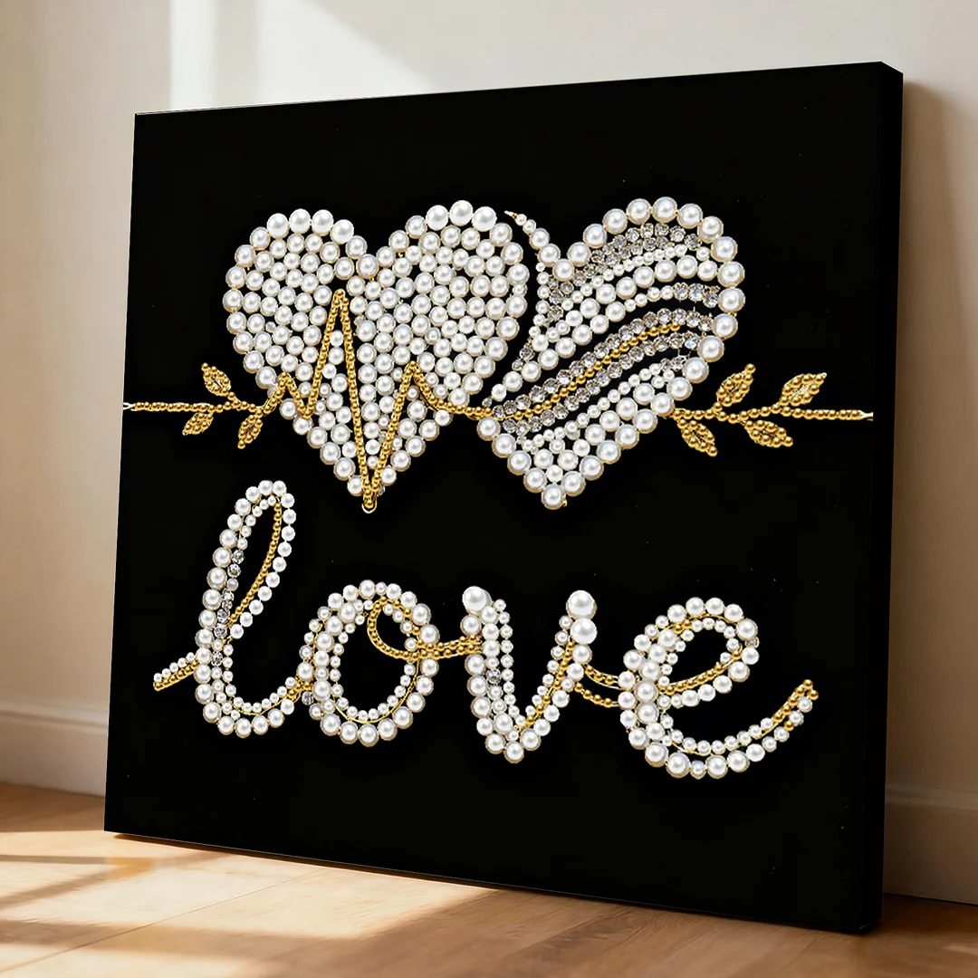 LOVE DIY Pearl Art Diamond Painting Kit for Adults Home Decor 25x25cm With Frame