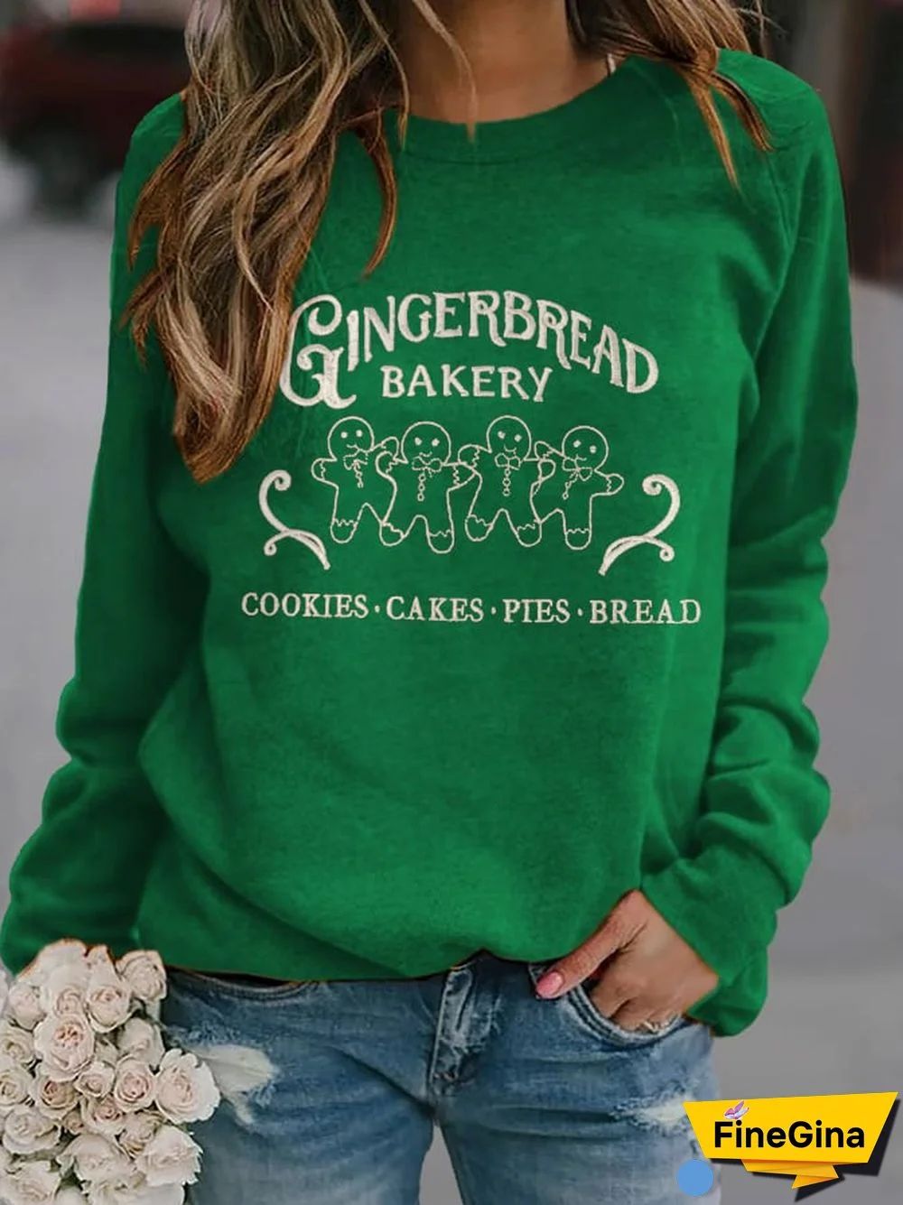 Women's Casual Christmas Print Long Sleeve Sweatshirt