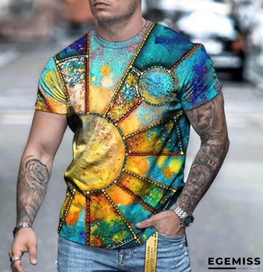 Men's Animation Loose Youth Sports Round Neck Bottomed T-shirt | EGEMISS