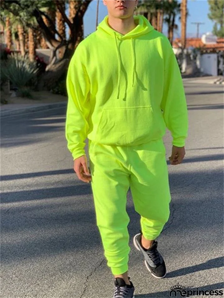 New Tracksuit Solid 2 Pieces Long Sleeve Hoody+Loose Swearpants