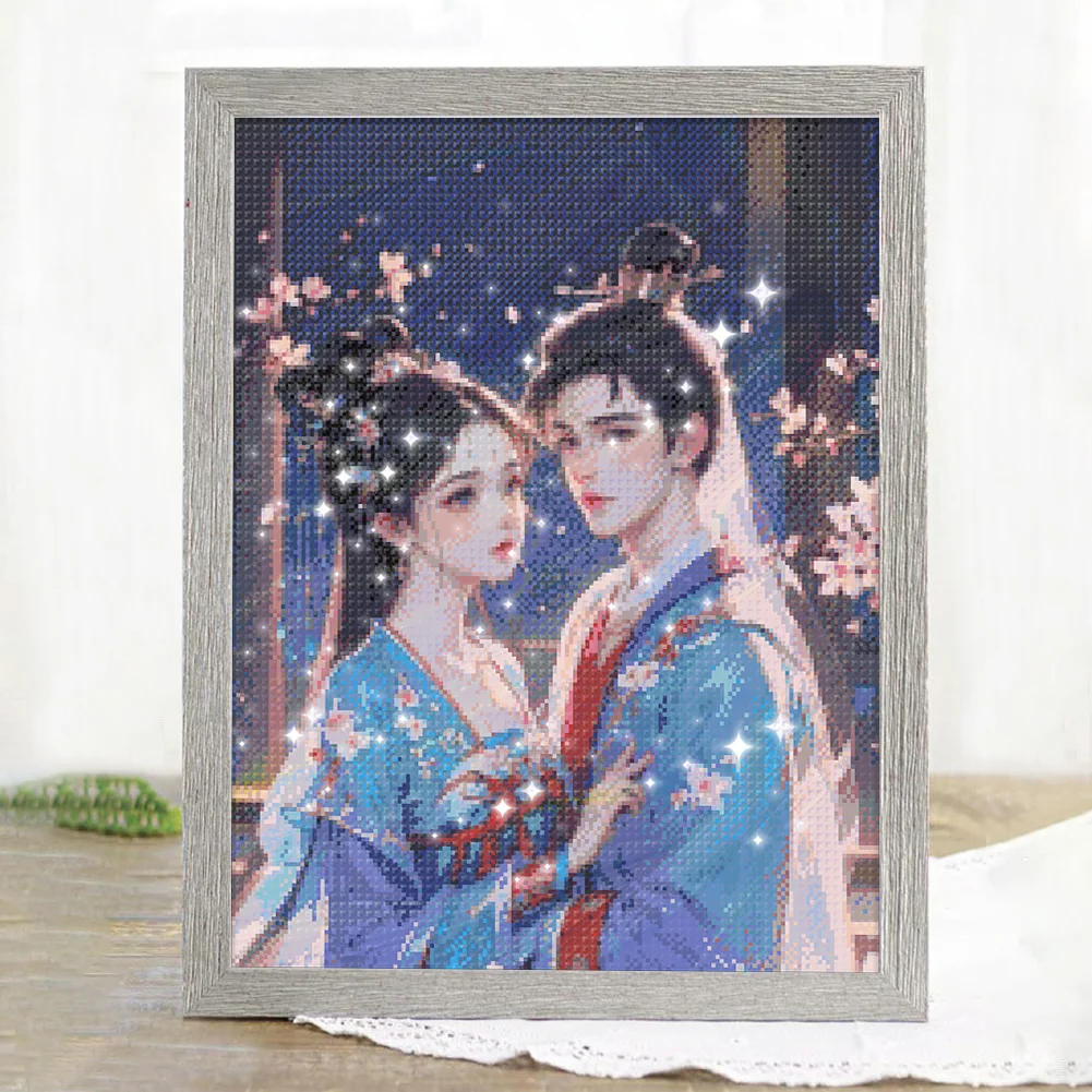 9CT Full Stamped Cross Stitch Bead Embroidery- Antique Couple(Canvas|45*57CM)