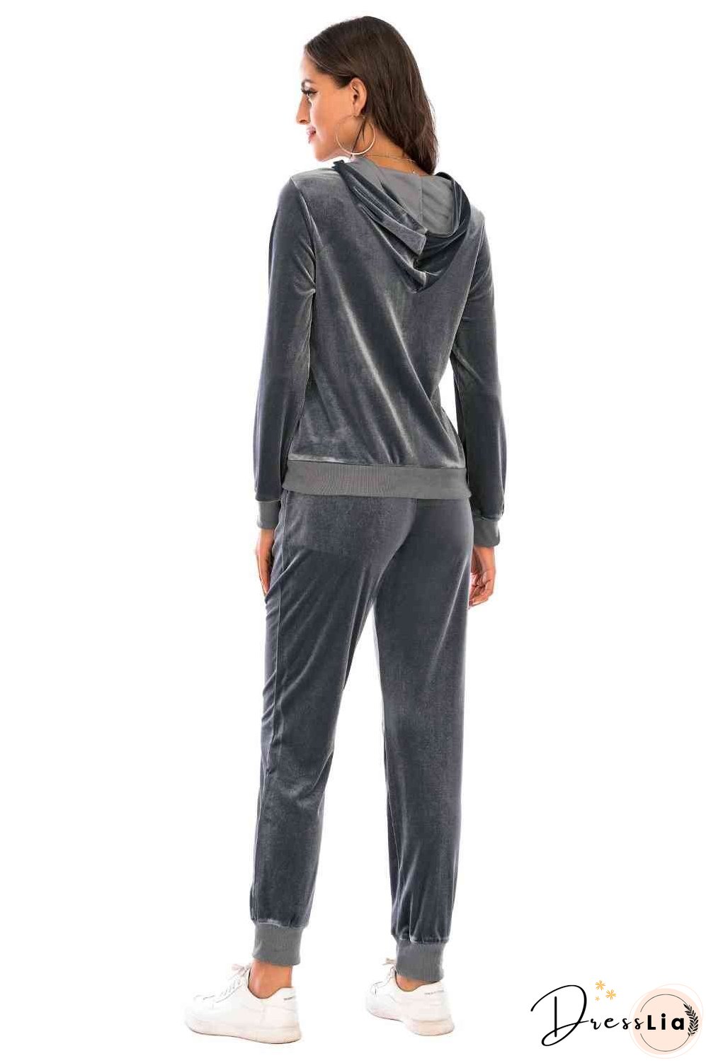 Zip-Up Hooded Jacket and Pants Set