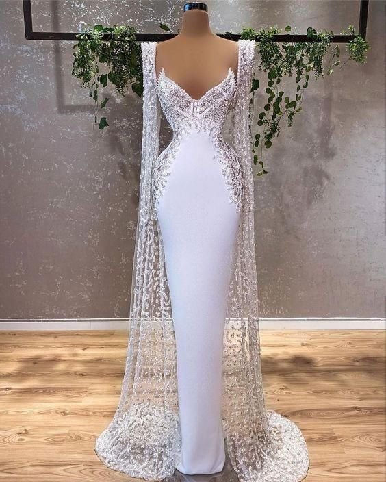 White evening dresses long elegant modest formal dress Prom Dress   C1799