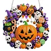 Halloween Pumpkin DIY Acrylic 5D Crystal Diamond Gem Art Hanging Ornament
