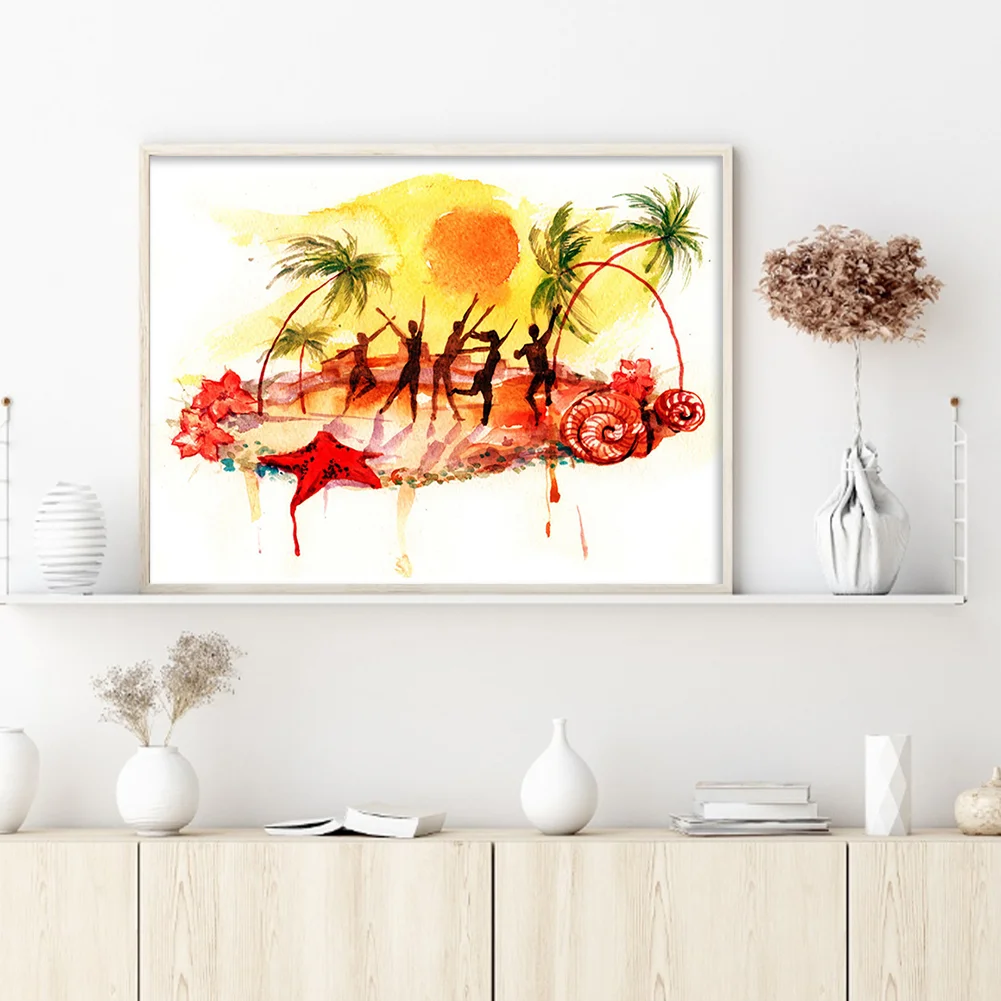 DIY Stamped Cross Stitch 14CT Full Embroidery 50*40cm - Silhouette Scenery