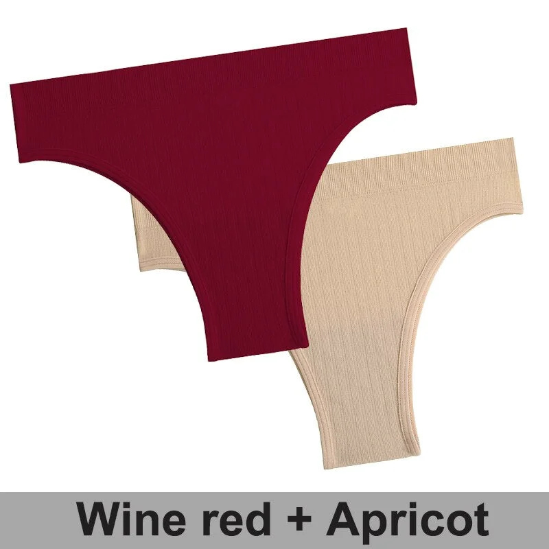 2PCS/Set Women Panties Seamless Underwear Female Lingerie Solid Color Sexy Brazillian Panties Woman's Underpants Intimate Pantys