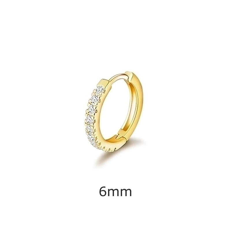 1 Piece Minimalist Geometric Inlay Copper Zircon Hoop Earrings