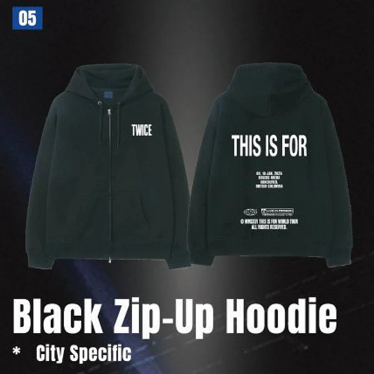 アイドル TWICE THIS IS FOR WORLD TOUR HOOD ZIP UP 2026 Twice This Is For World Tour Black Zip Up Hoodie