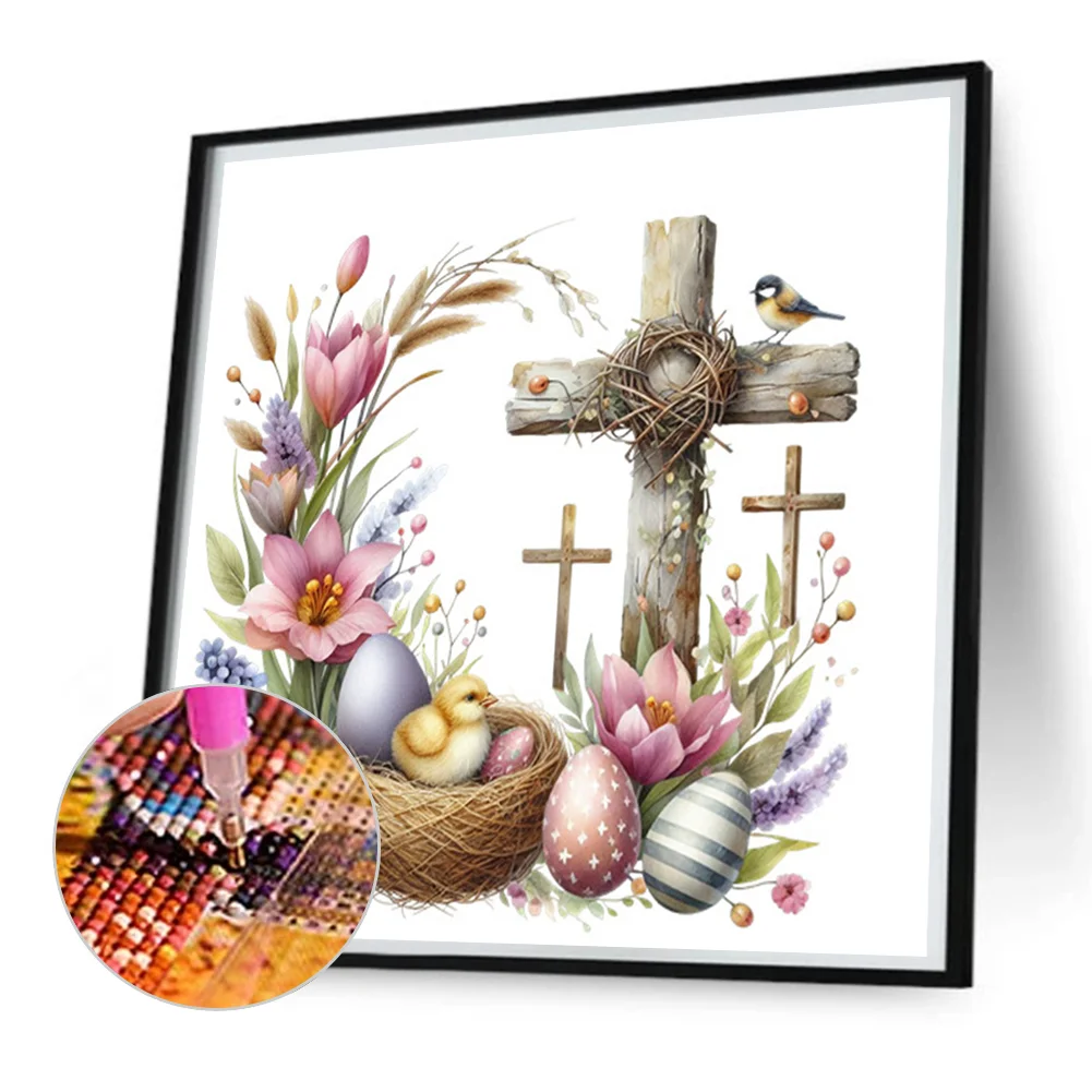 Diamond Painting - Full Square Drill - Easter Cross(Canvas|35*35cm)