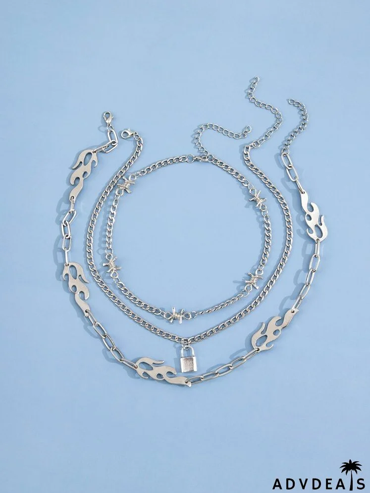 3pcs Flame Decor Necklace