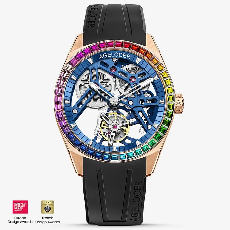 Agelocer Free-Sprung Balance Flying Tourbillon Rainbow-Bezel Swiss