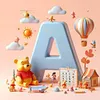 （Multi-Style)Winnie the Pooh's 26 Alphabet-Full Round Diamond Painting 30*30CM