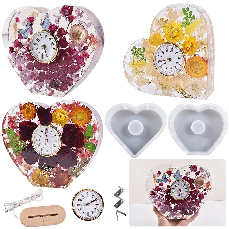 Love Heart Clock Ornaments Resin Mold