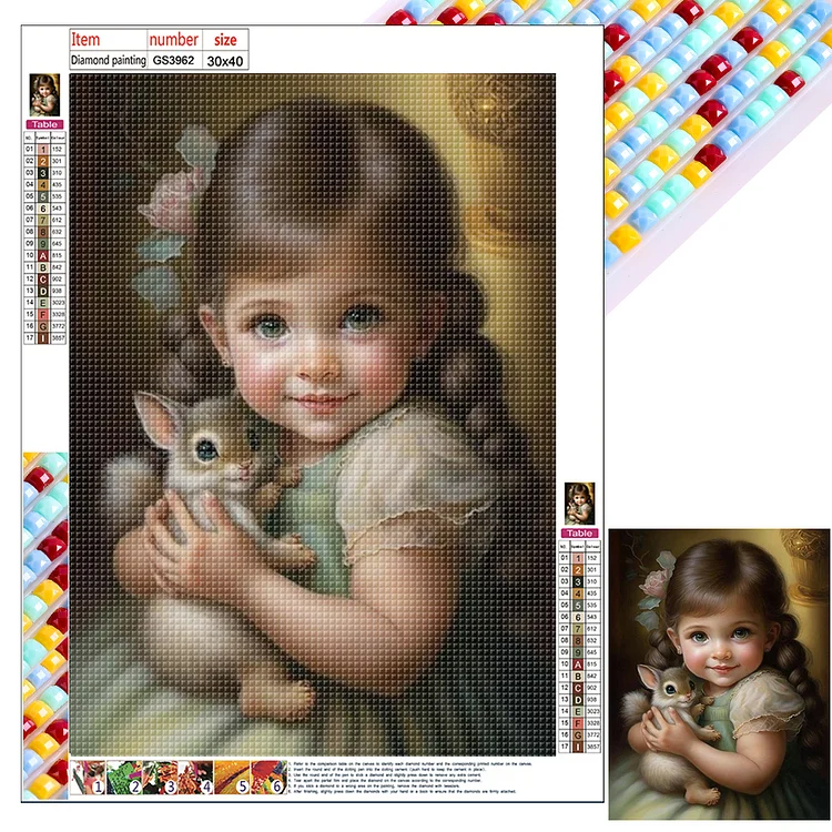 Cute Pet And Little Girl 30*40CM (Canvas) Full Square Drill Diamond Painting gbfke