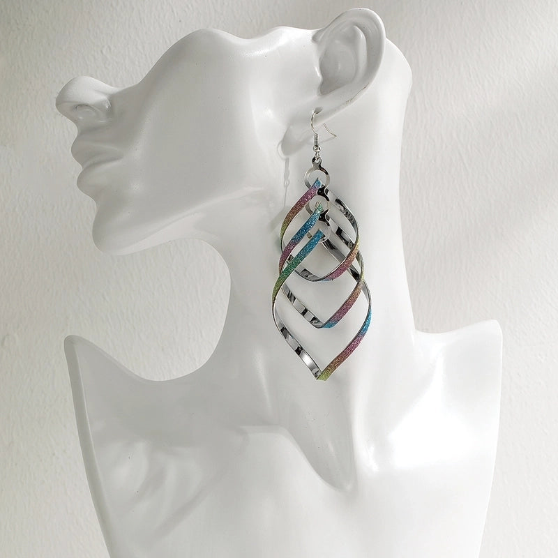 Fashion Pop Rock  Personality Earrings Earrings Golden Multi-layer Peach Heart Frosted Earrings Women