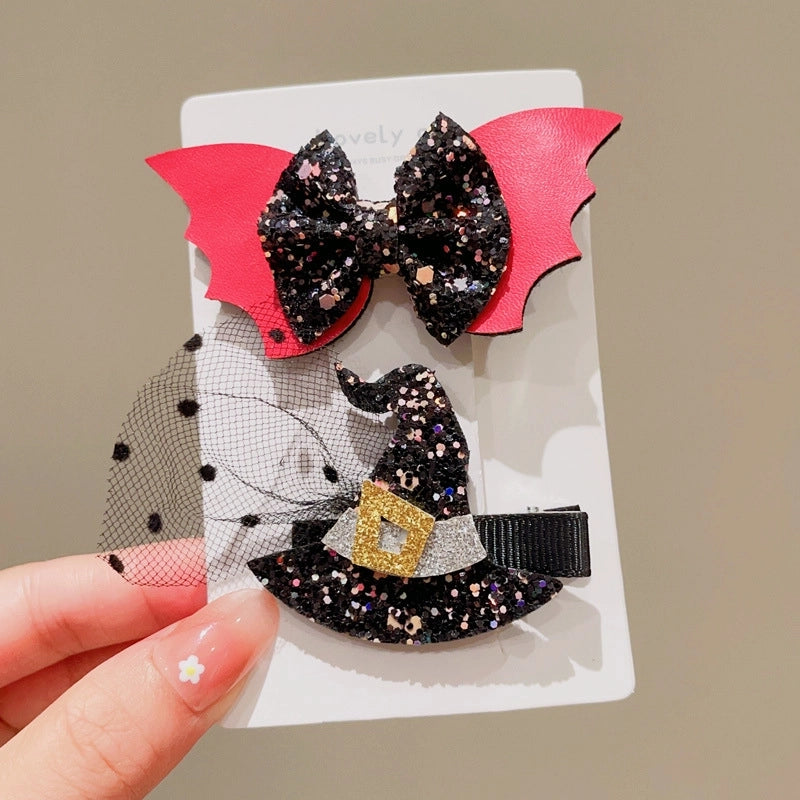 Halloween Cute Funny Women’s Pumpkin Cat Bow Knot Hair Clip