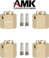 AMK 4pcs Brass Extended Wheel TRX4 Brass 6mm Wheel Hex Extended Adapter for RC Crawler TRX4 TRX-4 1/10 RC Hex Wheel Hubs Adapters (4pcs 6mm Wheel Hubs Adapters)