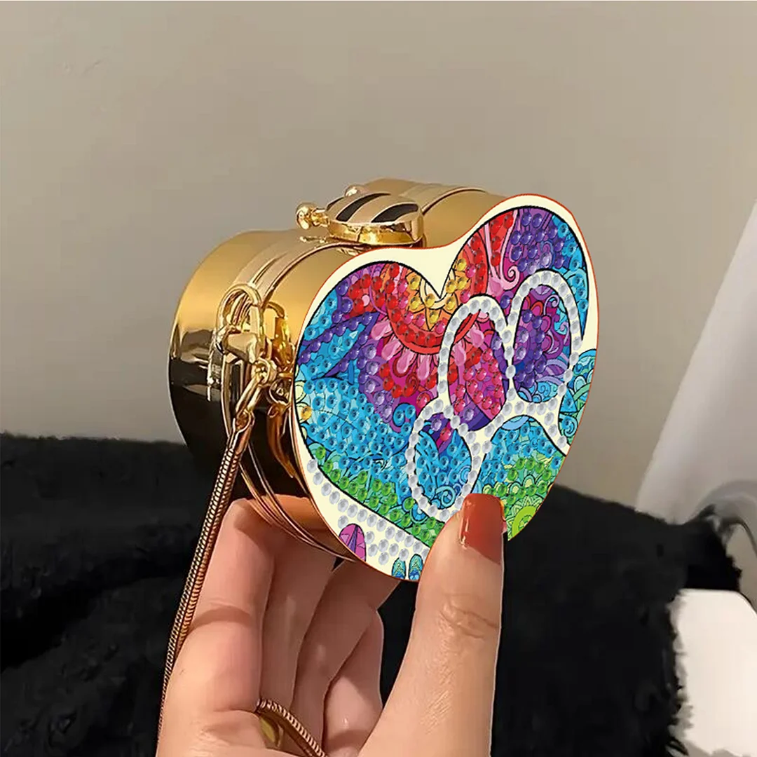 Big Cat Paw DIY Acrylic Love Art Diamond Painting Coin Purse w/ Chain for Women