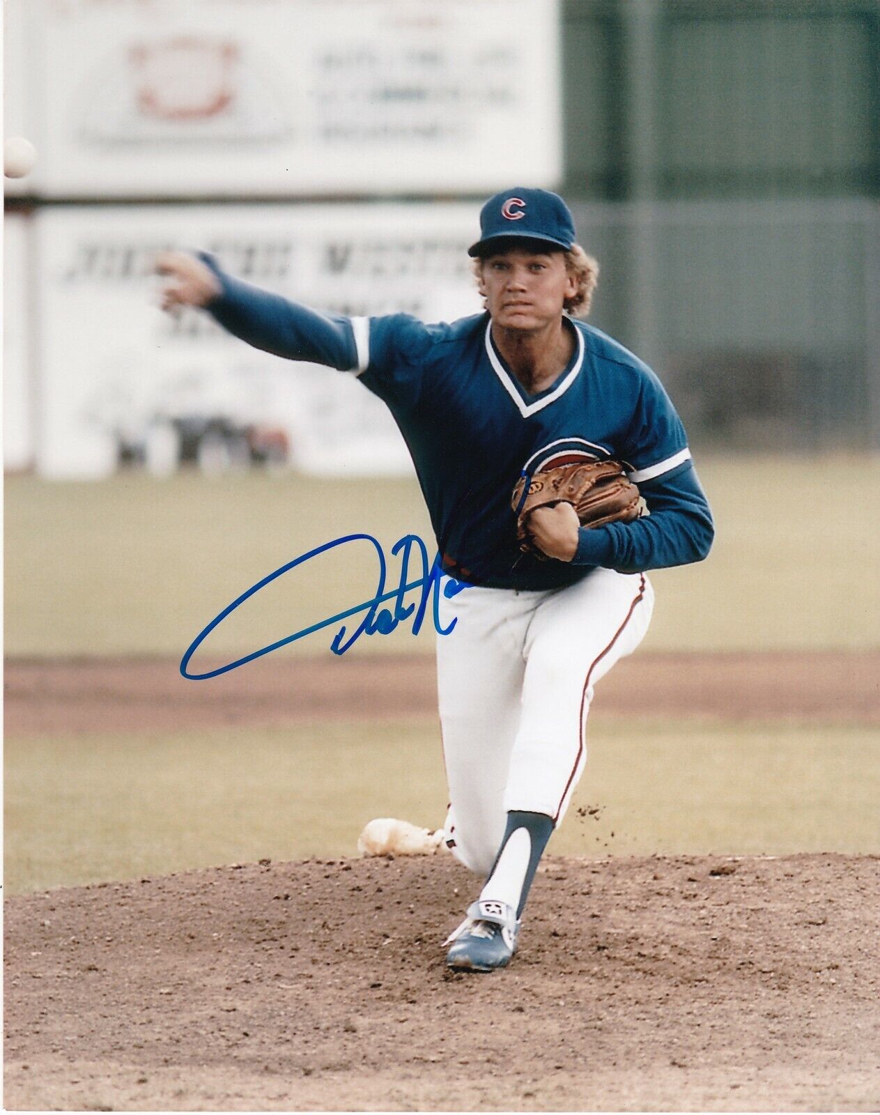 DICKIE NOLES CHICAGO CUBS ACTION SIGNED 8x10