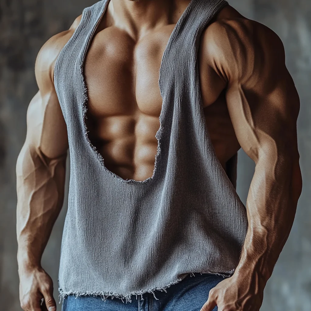  Distressed Tank Top for Muscular Men - Perfect for Fitness and Casual Wear-inspireuse