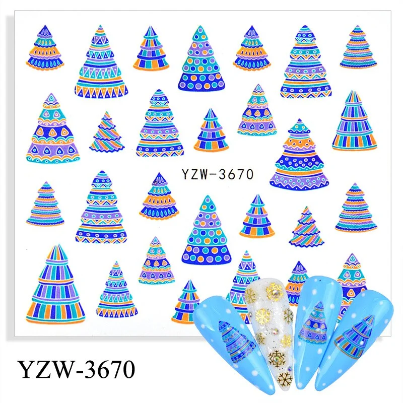 Churchf 1pcs Autumn Winter Nail Sticker Robin Snow Flower New Year Halloween Christmas 3D Decals Nail Art Design Decor Accessories-Nail Inspo