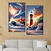 (US Local)2Pack Lighthouse 5D DIY Full Round Drill Big Size Diamond Painting Kit Home Decoration 40x70cm