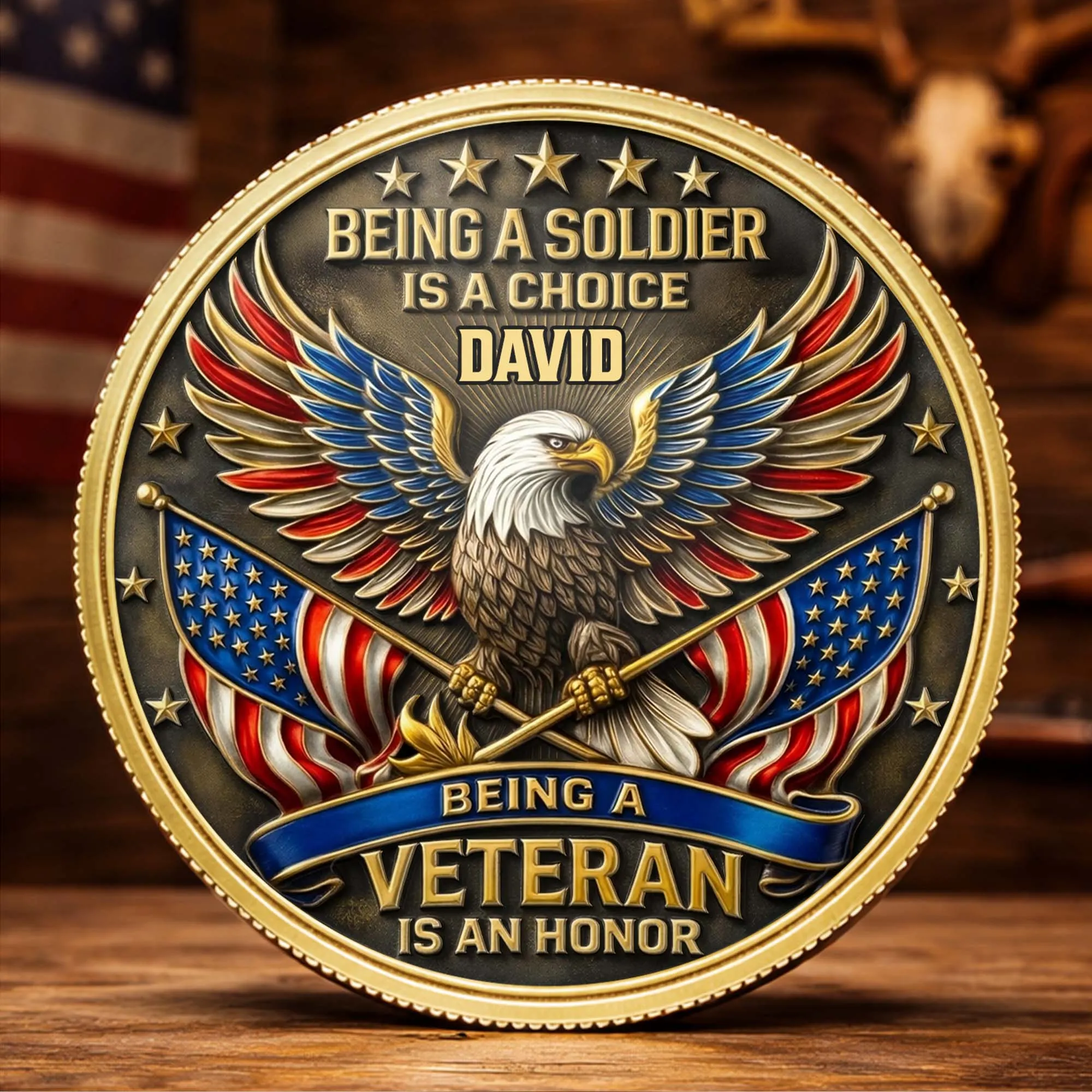 Being A Soldier Is A Choice Veteran Honor Eagle Flag - Custom Commemorative Coin - INDE163_KCOIN