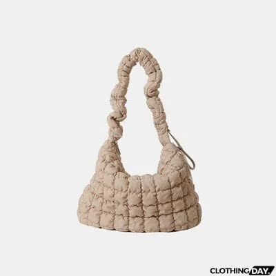 Drawstring Adjustable Strap Quilted Shoulder Bag