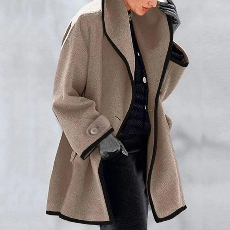 🔥Autumn/Winter Hot Sale 48% OFF🔥Hooded Color Block Woolen Coat