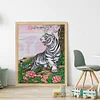 >SALE<Full Embroidery Eco-cotton Thread 14CT Printed White Tiger Cross Stitch 41x51cm